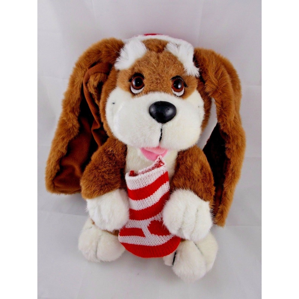 Applause Dog Plush Kris Christmas Plush Stocking Cap 12 Inch Stuffed Animal toy